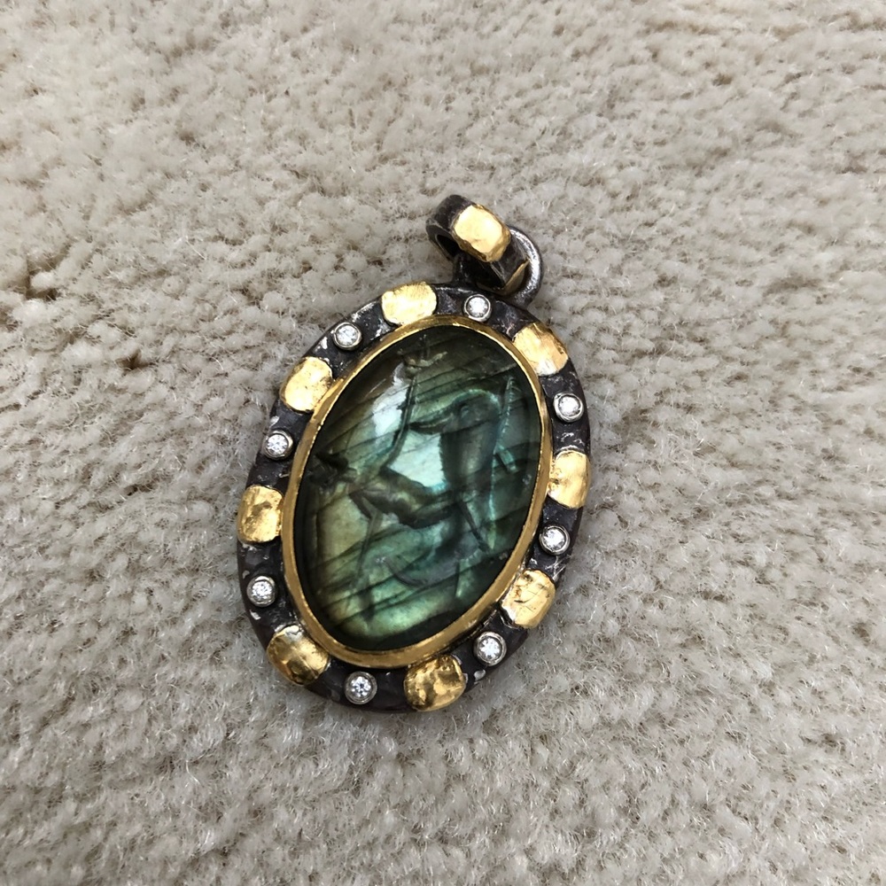 LABRADORITE PENDANT DIAMOND AND STERLING - Picture 8 of 8